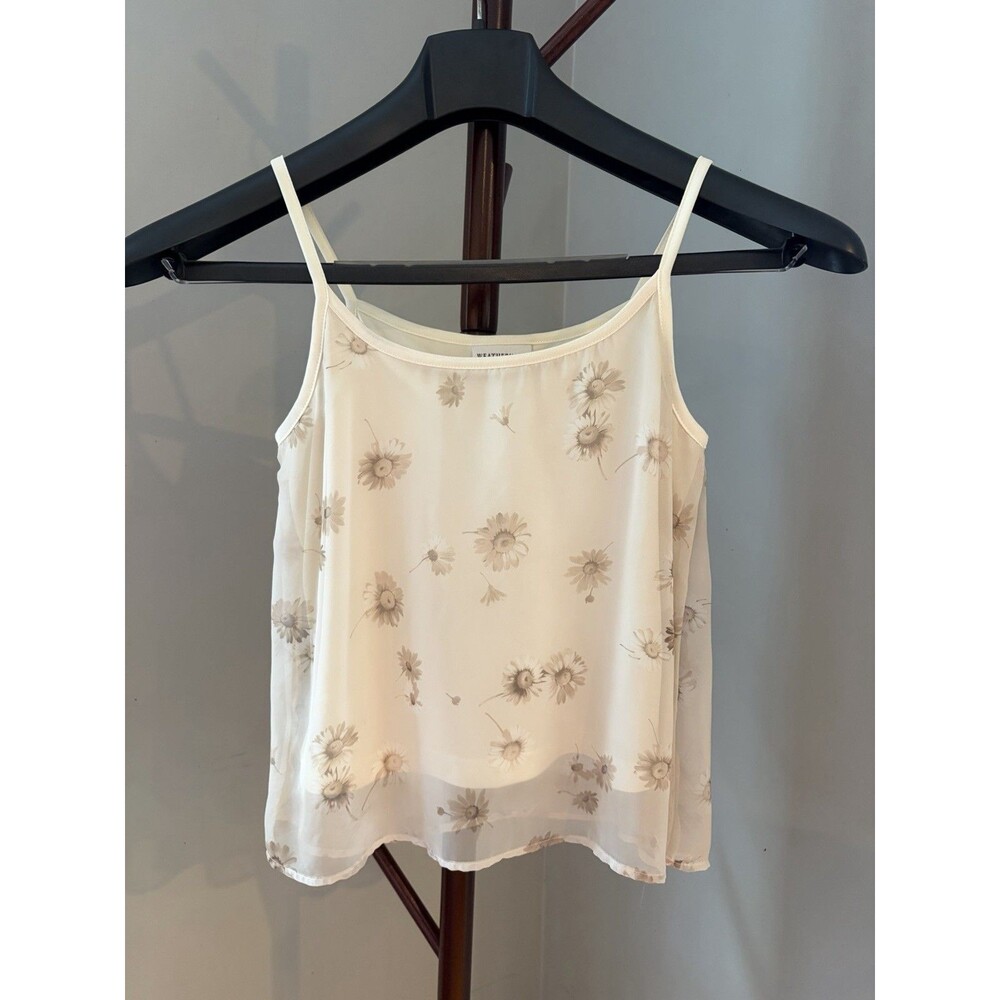 Vintage Y2K Weathervane Floral Gauzy Spaghetti Strap Tank Top